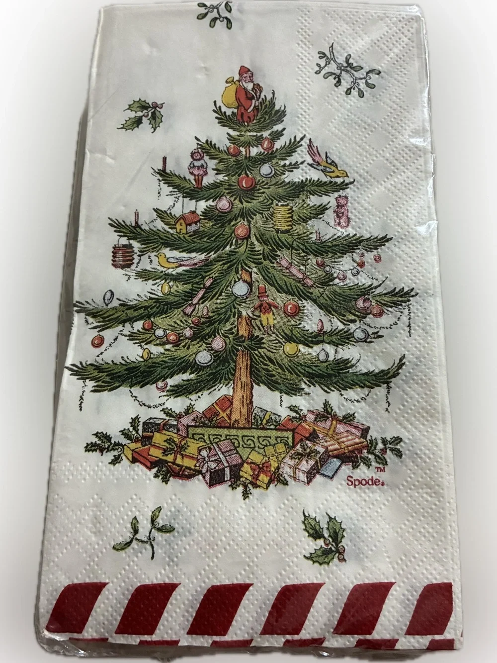 CR Gibson SPODE CANDY CANE TREE Pack of 32 Paper Dinner Napkins Christmas NWT